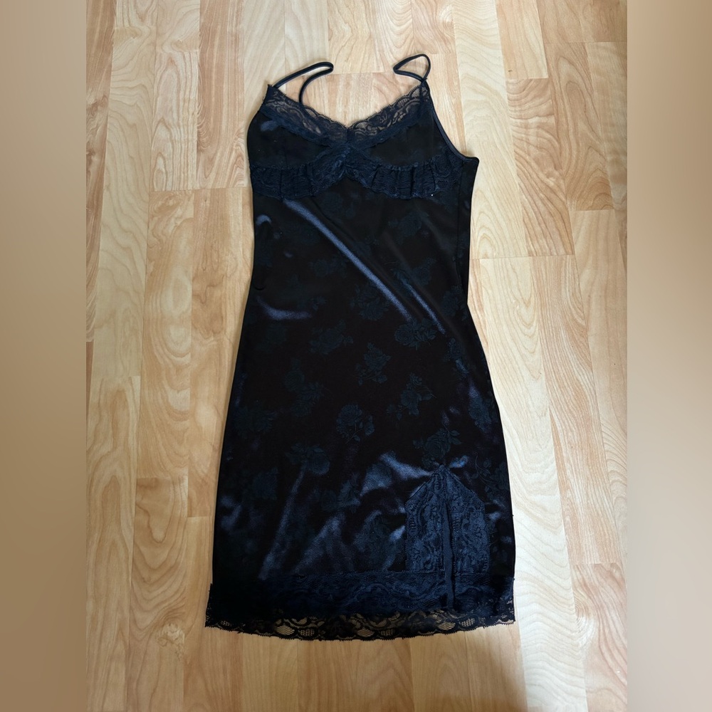 Motel rocks black satin floral dress